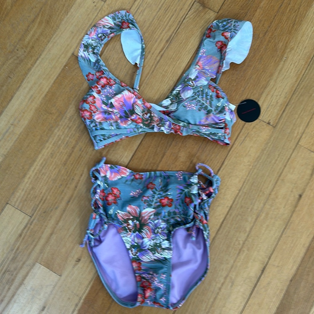 No Boundaries Two-Piece Swimsuit With Tropical Motif